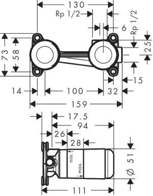 AXOR 13623180 ELEMENT PODTYNKOWY DO BATERII UMYWALKOWEJ