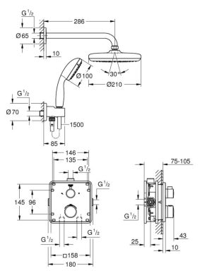 GROHE GROHTHERM 34729000 ZESTAW PRYSZNICOWY Z DESZCZOWNICĄ