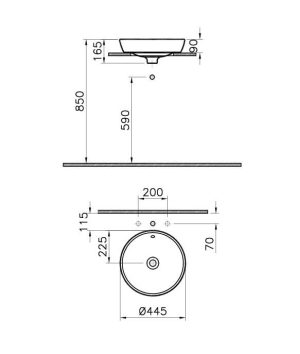 VITRA METROPOLE 5942B003-0012 UMYWALKA NABLATOWA 60X46