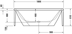 DURAVIT XVIU 700443000B20000 WANNA 180X80 CM, STELAŻ CZARNY MAT