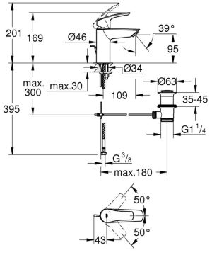 GROHE EUROSMART 33265003 BATERIA UMYWALKOWA, CHROM