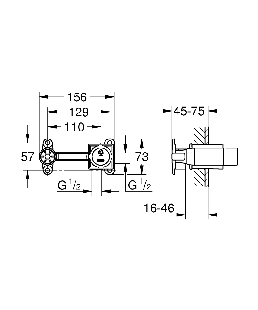 GROHE 23200000 ELEMENT DO&nbsp;ZABUDOWY PODTYNKOWEJ DO&nbsp;2-OTWOROWEJ BATERII UMYWALKOWEJ: ALLURE BRILLIANT, EUROCUBE, ZABUDOWA W&nbsp;ŚCIANIE