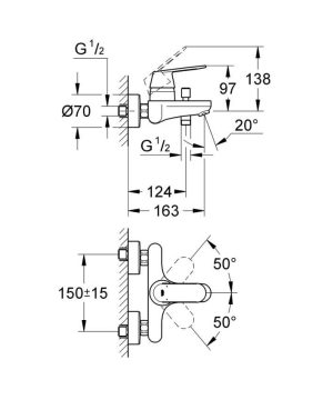 GROHE EUROSMART COSMOPOLITAN 32831000 BATERIA WANNOWA , CHROM