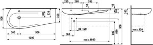 LAUFEN ALESSI ONE H8149734001041 UMYWALKA WISZĄCA 120X50, BLAT PO PRAWEJ STRONIE