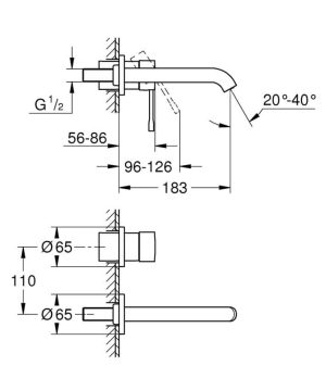 GROHE ESSENCE 29192001 BATERIA UMYWALKOWA 2-OTWOROWA , CHROM