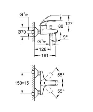 GROHE EUROSMART 33300002 BATERIA WANNOWA CHROM