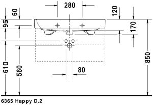 DURAVIT HAPPY D.2 2318800000 UMYWALKA 80X50