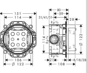 AXOR IBOX 18045710 ELEMENT PODTYNKOWY