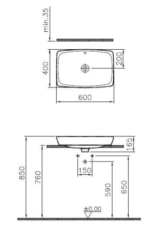 VITRA METROPOLE 5668B003-0012 UMYWALKA NABLATOWA 60X40