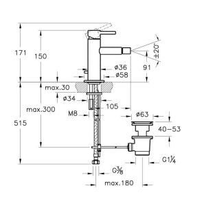 VITRA ORIGIN A4255936 BATERIA BIDETOWA, CZARNY MAT