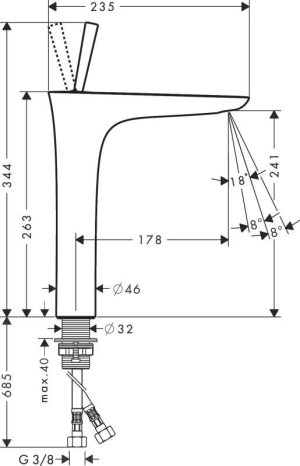 HANSGROHE PURA VIDA 15072400 BATERIA UMYWALKOWA, BIAŁY/CHROM