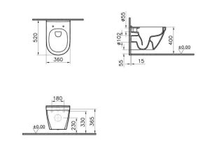 VITRA S50 7740B003-0075 MISKA WC WISZĄCA BEZRANTOWA 52X36