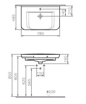 VITRA SENTO 5947B003-0001 UMYWALKA WPUSZCZANA W BLAT 78X48,5