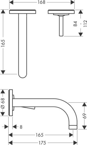 AXOR UNO 2 38113000 BATERIA UMYWALKOWA PODTYNKOWA, ELEMENT ZEWNĘTRZNY, CHROM