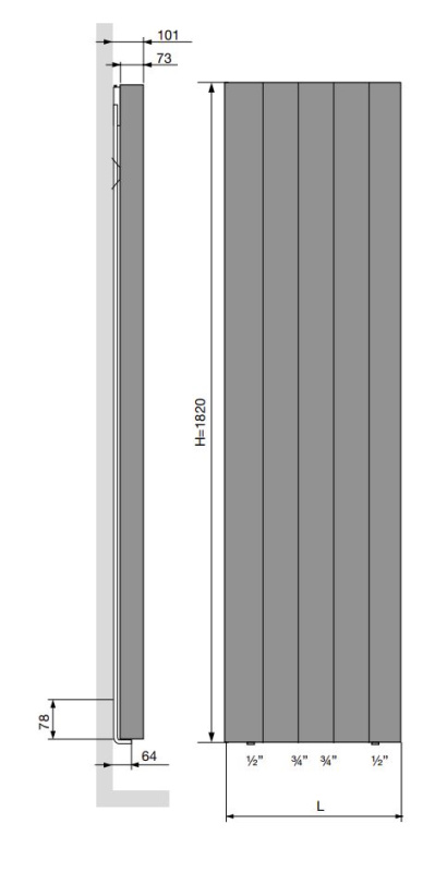 VASCO VERTILINE VD 112070408182011880600-2800 GRZEJNIK 182X40,8 CM, KOLOR S600 BIAŁY STRUKTURA, MOC=1120 WAT