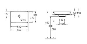 VILLEROY&BOCH VENTICELLO 41135501 UMYWALKA NABLATOWA 55X36