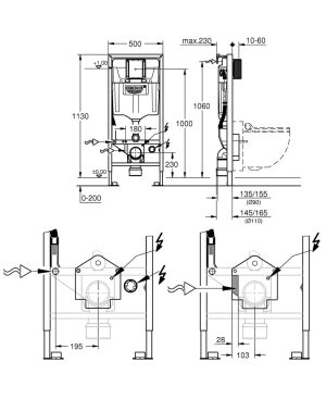 GROHE RAPID SL 40911000 DO TOALETY MYJĄCEJ H=113 CM (WSPORNIKI W KOMPLECIE) 39112001