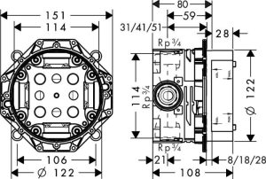 HANSGROHE IBOX UNIVERSAL 01800180 ELEMENT PODTYNKOWY