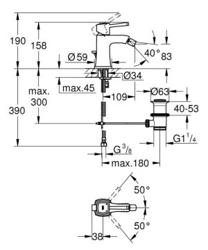 GROHE GRANDERA 23315000 BATERIA BIDETOWA , CHROM