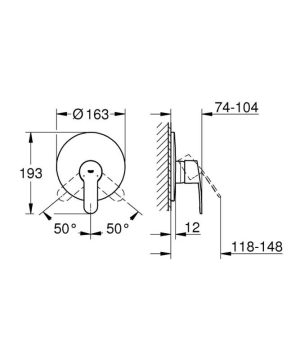 GROHE EUROSTYLE COSMOPOLITAN 19507002 BATERIA WANNOWA PODTYNKOWA , CHROM