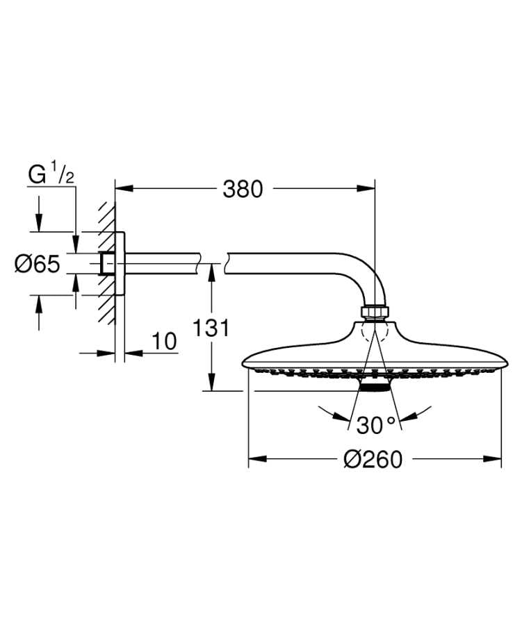 GROHE EUPHORIA 260 26459000 DESZCZOWNICA RAMIENIEM 38CM , CHROM