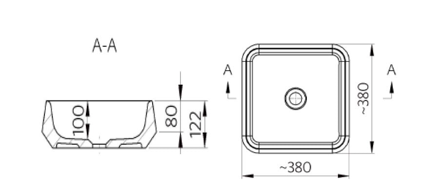MARMITE MIA 380C UMYWALKA STAWIANA NA&nbsp;BLACIE 38X38 CM&nbsp;BIAŁY POŁYSK