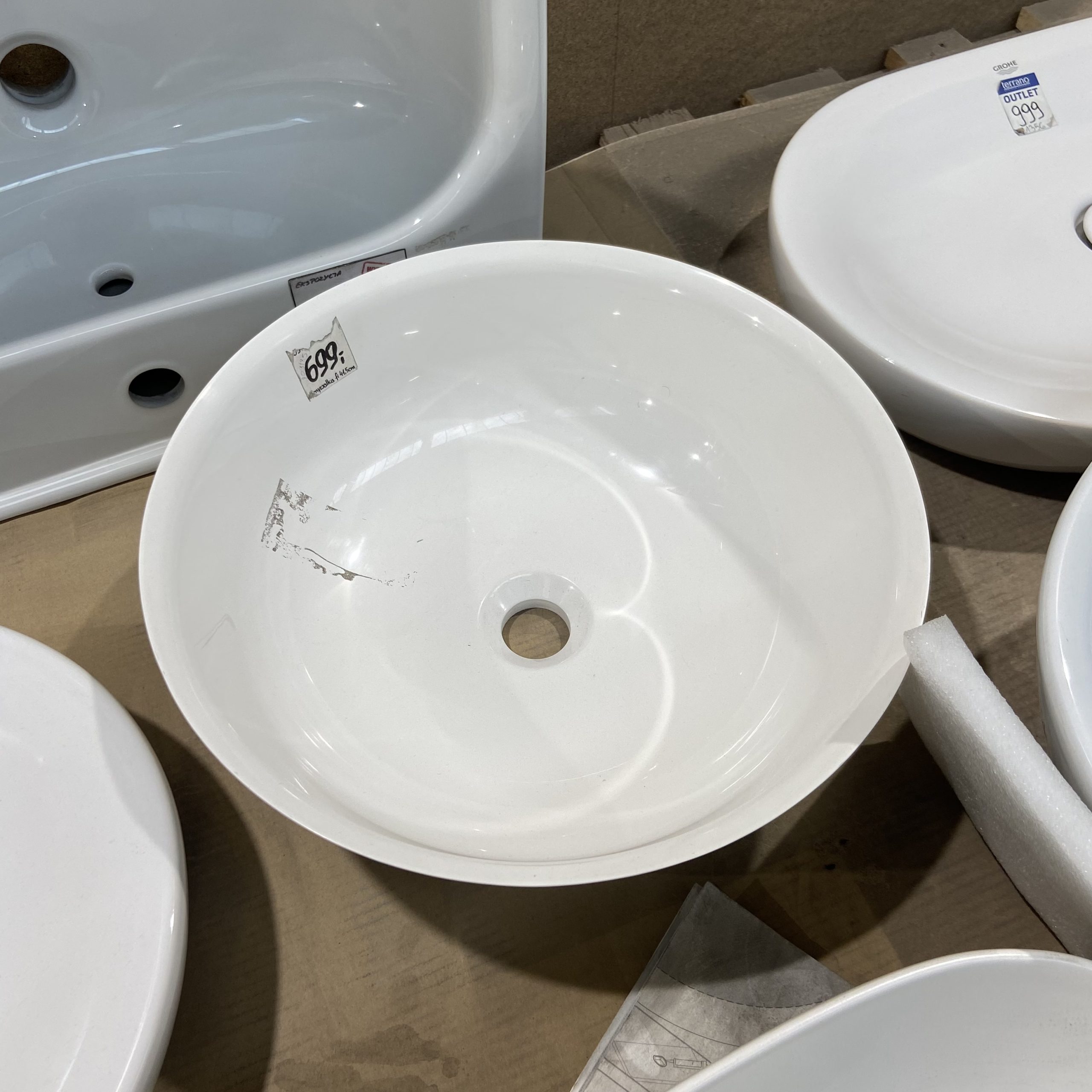 OUTLET: MARMITE NOA 0003 UMYWALKA STAWIANA NA&nbsp;BLACIE, 41,5 CM, BIAŁY POŁYSK, EVERMITE