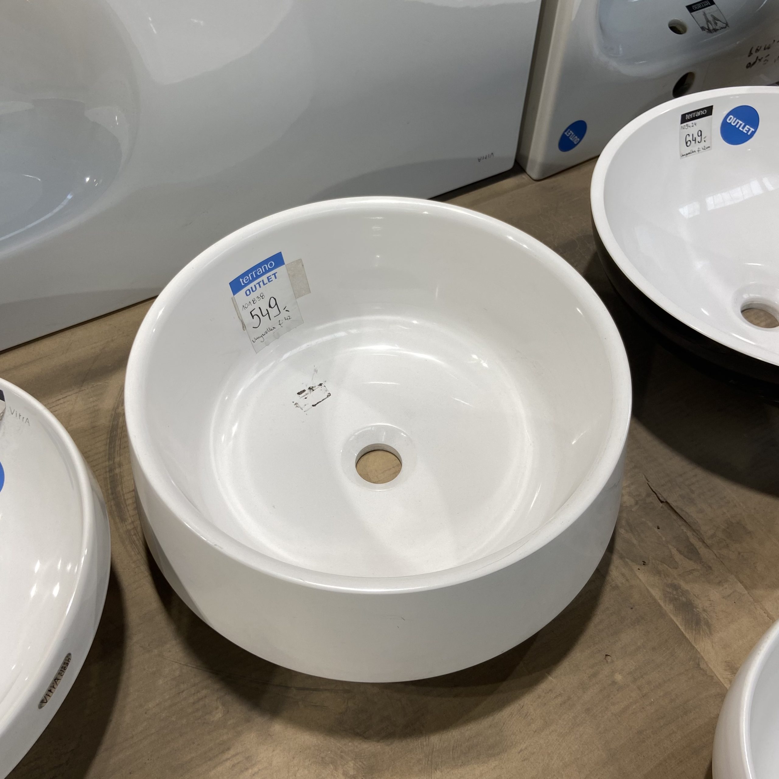 OUTLET: MARMITE MIA 432C, UMYWALKA STAWIANA NA&nbsp;BLACIE, FI=42 CM, BIAŁY POŁYSK