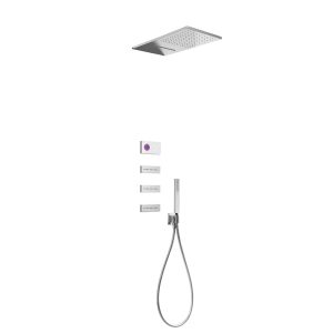 TRES 09286551 PODTYNKOWY TERMOSTATYCZNY ELEKTRONICZNY ZESTAW PRYSZNICOWY SHOWER TECHNOLOGY, STEROWANIK BIAŁY, CHROM