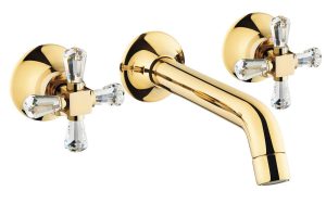 VITRA A4169423EXP JUNO SWAROVSKI, BATERIA UMYWALKOWA, 3-OTWOROWA, ŚCIENNA, ZŁOTA, UCHWYTY – SWAROVSKI