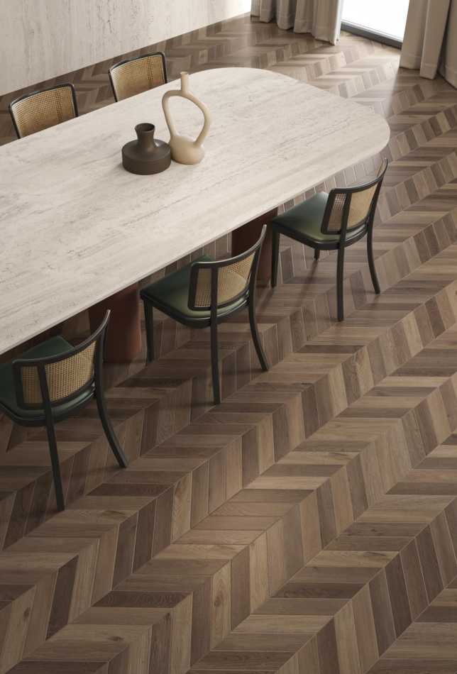 FLAVIKER FOUR SEASONS CHEVRON CHOCOLATE 0012463 PŁYTKA GRESOWA 7,5X40,7