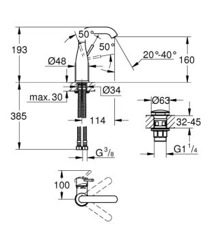 GROHE ESSENCE 24181001 BATERIA UMYWALKOWA Z KORKIEM KLIK-KLAK , CHROM