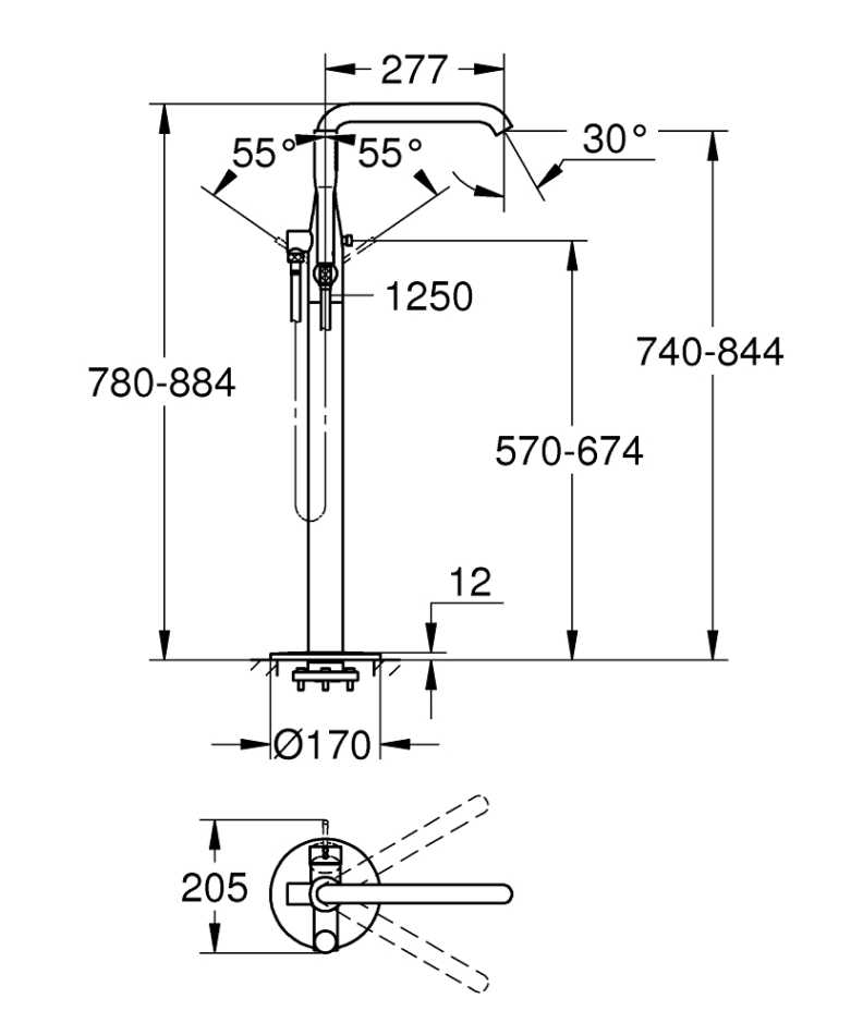 GROHE ESSENCE 25248001 BATERIA WANNOWA WOLNOSTOJĄCA , CHROM