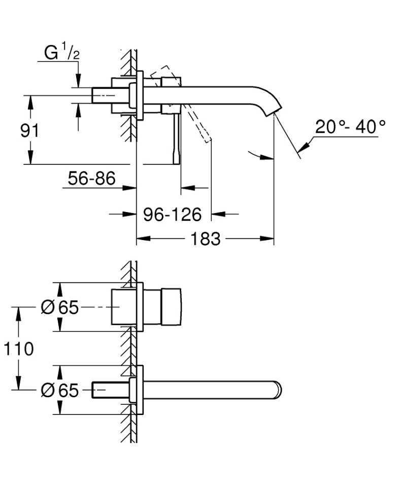 GROHE ESSENCE 29192A01 BATERIA UMYWALKOWA PODTYNKOWA , HARD GRAPHITE