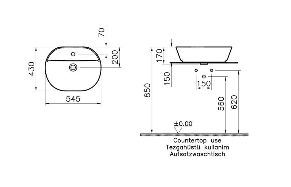 VITRA GEO 7428B003-0041 UMYWALKA 55X43