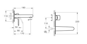 VITRA ROOT ROUND A42721EXP BATERIA UMYWALKOWA PODTYNKOWA , ELEMENT ZEWNĘTRZNY , CHROM