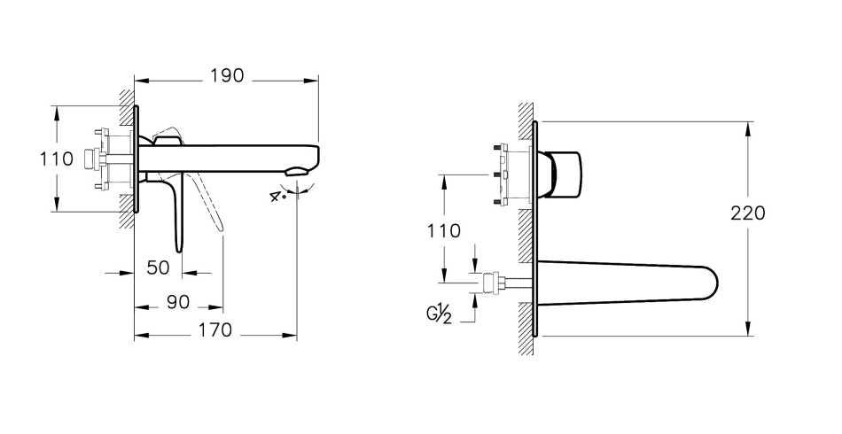 VITRA ROOT ROUND A42721EXP BATERIA UMYWALKOWA PODTYNKOWA , ELEMENT ZEWNĘTRZNY , CHROM