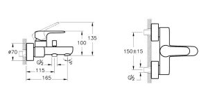 VITRA ROOT ROUND A42725EXP BATERIA WANNOWO-PRYSZNICOWA , CHROM