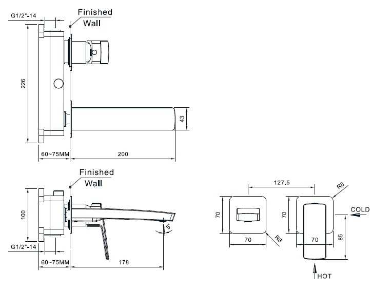 EMPORIA TEO 02012BN BATERIA UMYWALKOWA PODTYNKOWA Z&nbsp;BOXEM , GUN METAL