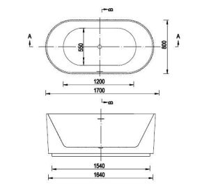 EMPORIA RIO WS203L-1700 WANNA WOLNOSTOJĄCA 170X80X60, PRZELEW SZCZELINOWY, BIAŁY KOREK