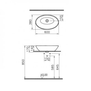 VITRA 4423B003-0016 GEO OVAL UMYWALKA NABLATOWA 60X38