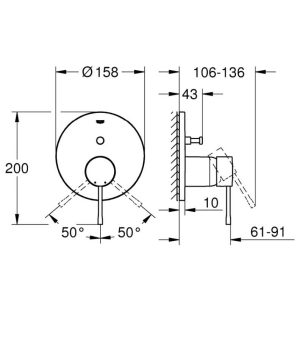 GROHE ESSENCE 24167KF1 BATERIA WANNOWO-PRYSZNICOWA , PHANTOM BLACK