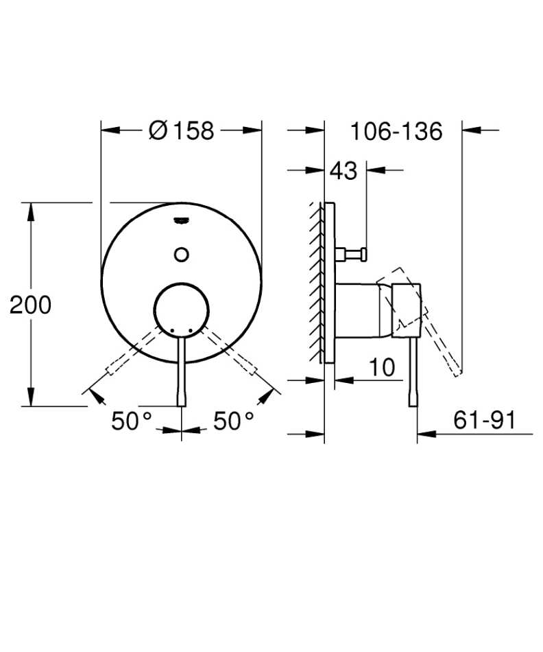 GROHE ESSENCE 24167KF1 BATERIA WANNOWO-PRYSZNICOWA , PHANTOM BLACK