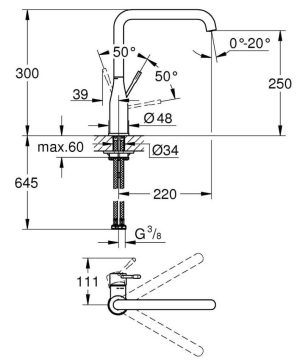 GROHE ESSENCE 30505KF0 BATERIA KUCHENNA Z WYCIĄGANĄ WYLEWKĄ , PHANTOM BLACK