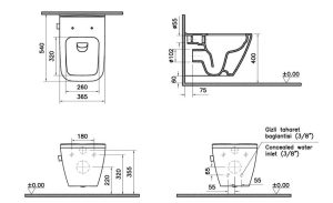 VITRA INTEGRA SQUARE 7082B003-7211 MISKA WC BEZRANTOWA Z FUNKCJĄ BIDETU 54,5X36,5