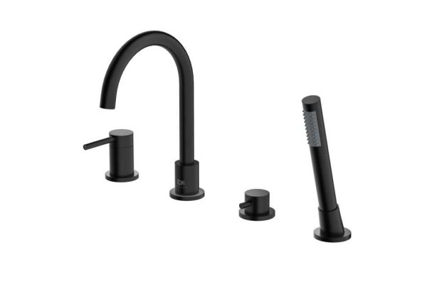 EMPORIA FLY 03033BM BATERIA WANNOWA 4-OTWOROWA , Z&nbsp;ZESTAWEM PRYSZNICOWYM , CZARNY MAT