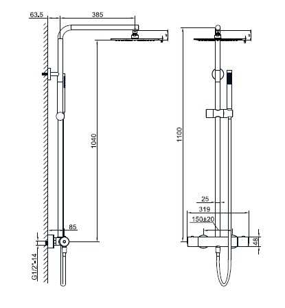 EMPORIA RIO 0401201BN ZESTAW NATRYSKOWY TERMOSTATYCZNY , GUN METAL