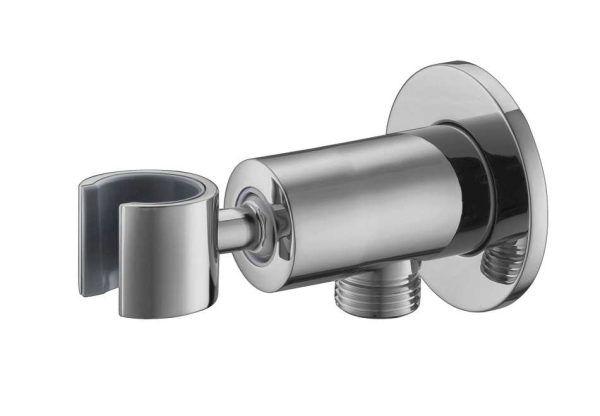 EMPORIA 04080N PRZYŁĄCZE KĄTOWE Z&nbsp;UCHWYTEM NA&nbsp;SŁUCHAWKĘ PRYSZNICOWĄ , NIKIEL SZCZOTKOWANY