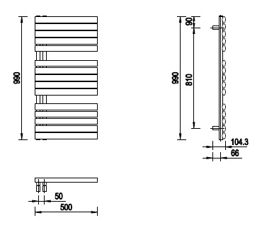 EMPORIA MEX MEX990-500-CM GRZEJNIK 99X50 , CZARNY MAT