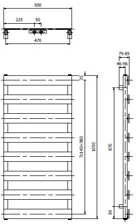 EMPORIA OTUS OTUS1050-500-BZDC GRZEJNIK 105X50 , BIAŁY
